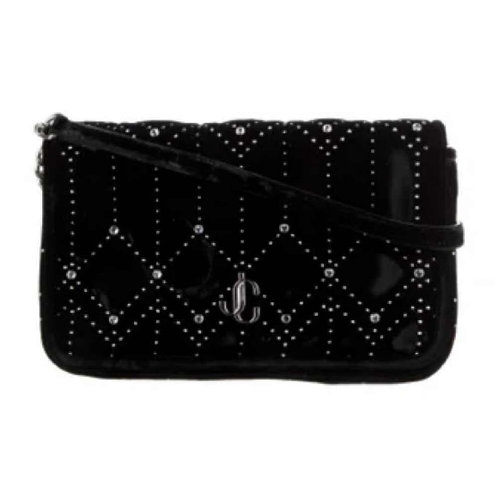 Jimmy choo suede Varenne velvet shoulder bag worn once , colour black